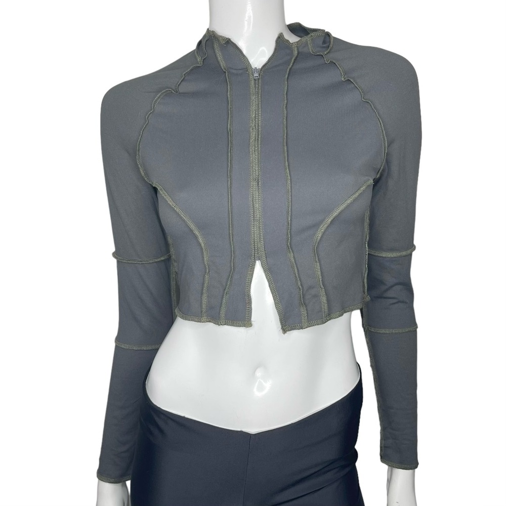 🤑 5/$25 SHEIN Long Sleeve Zip-Up Cropped Gray Jacket